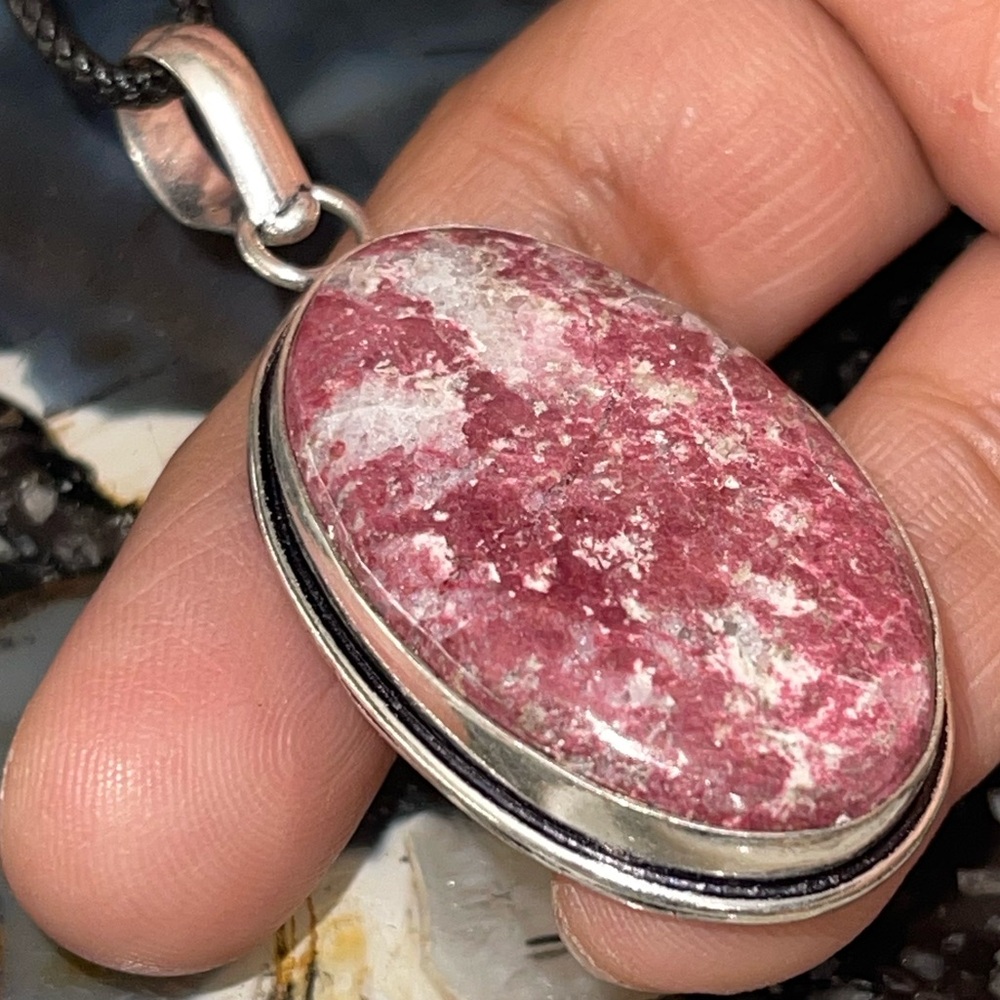 Beautiful Bright Pink Thulite Pendant 2”